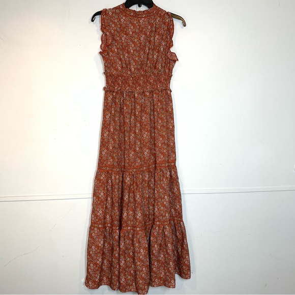 Max Studio Crepe Sleeveless Ruffle Neck Tiered Maxi Dress - Picture 7 of 13